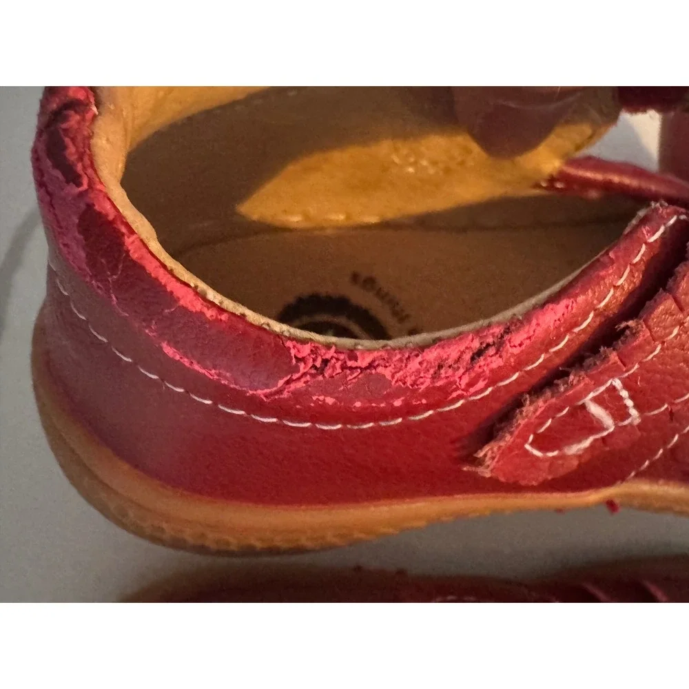 Livie & Luca Red Leather Ruffle Mary Jane Toddler Shoes Size 8 Petal Flats